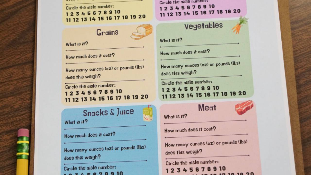 Grocery Store Math for Kids | Printable Shopping List Activity
