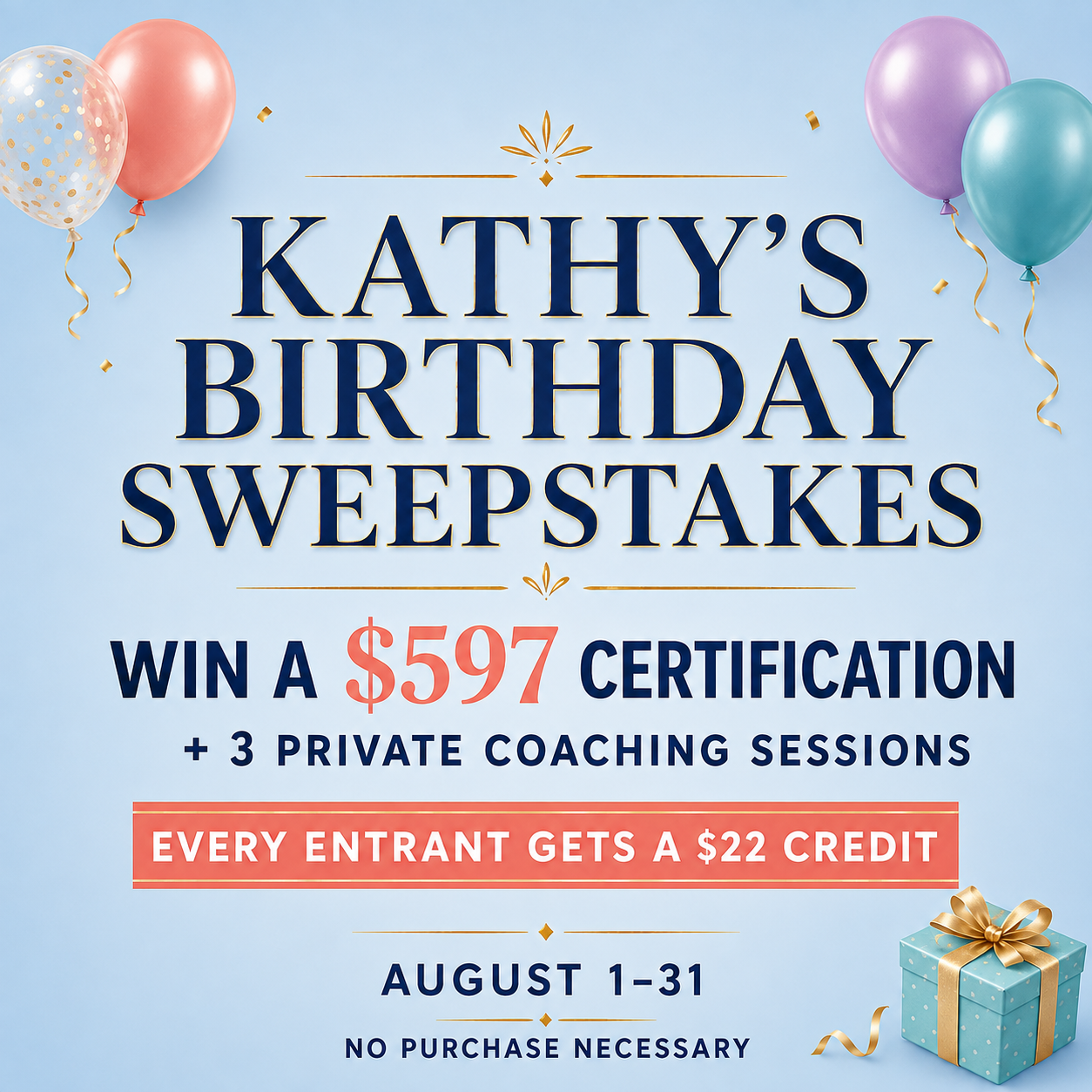 [Describe image: Kathy's 31 Days of Birthday Celebration — 31 Gifts, Giveaways & Prizes graphic]