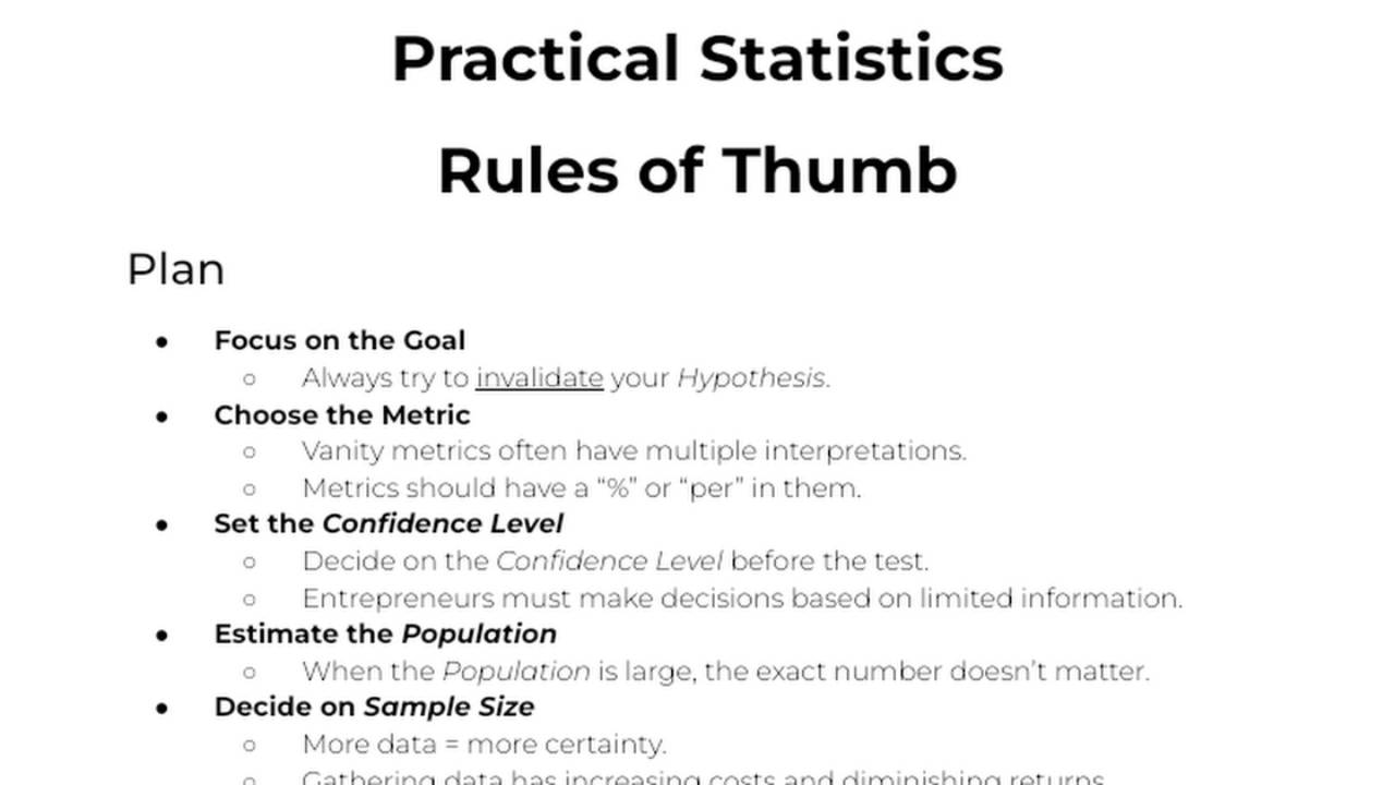 Practical Statistics Rules of Thumb