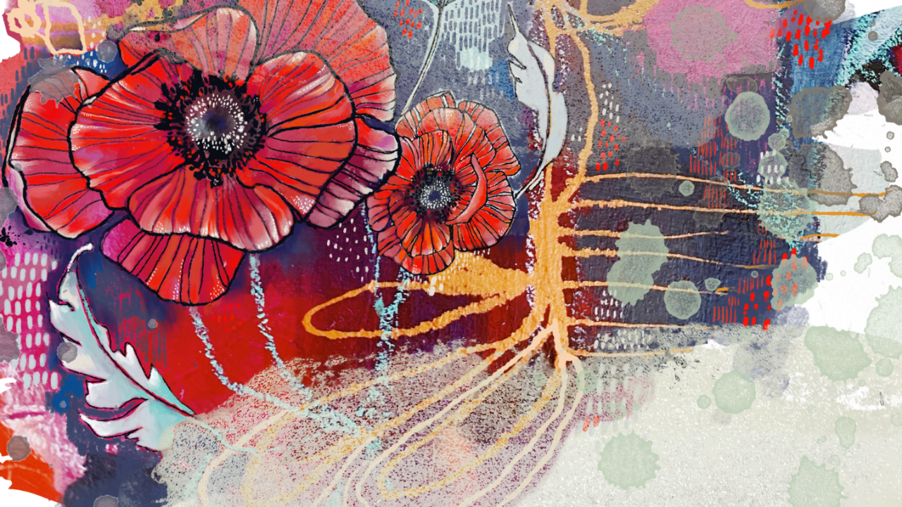 Original painting by Jennifer Currie — expansive and colorful, suggesting variety and aliveness