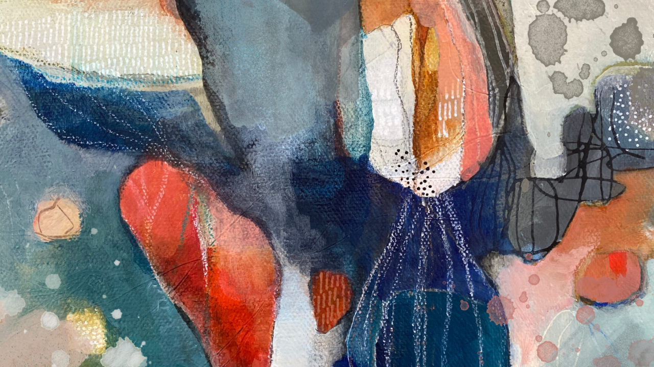 Original painting by Jennifer Currie — movement and current, color with momentum suggesting flow