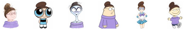 Sally's character in six styles