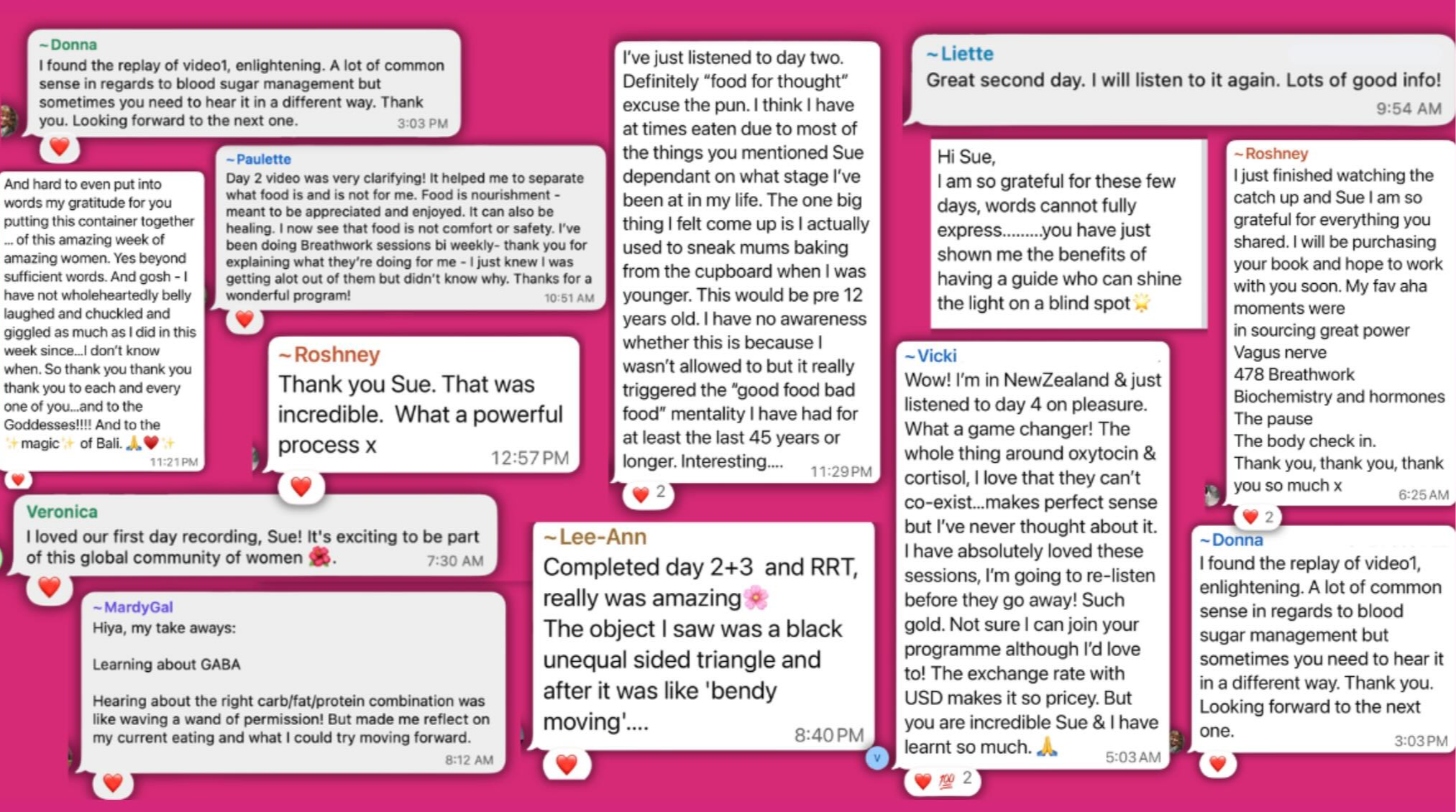Messages from women in the Heal the Way You Eat community