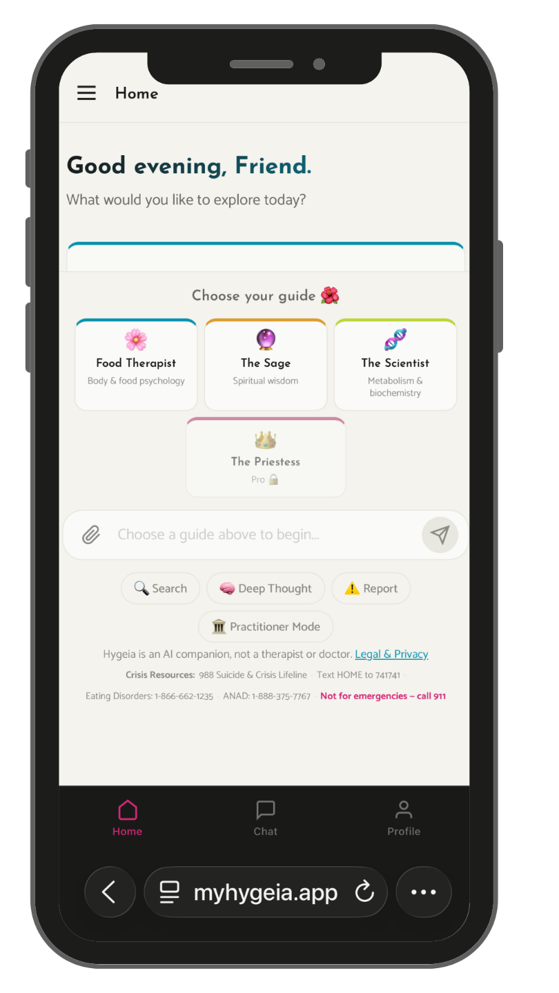 The Hygeia app welcome screen