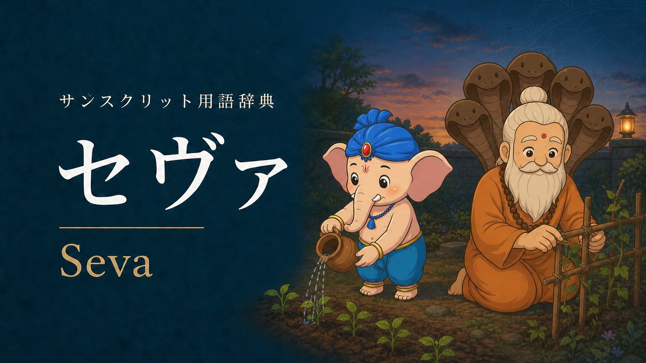 セヴァ (Seva・無欲の奉仕) の意味を表すイラスト (サンスクリット用語辞典)