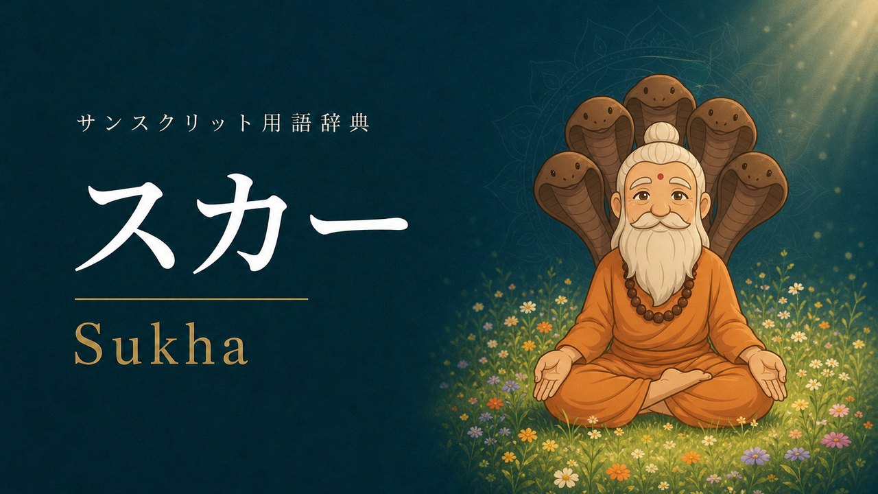 スカ (Sukha・幸福) の意味を表すイラスト (サンスクリット用語辞典)