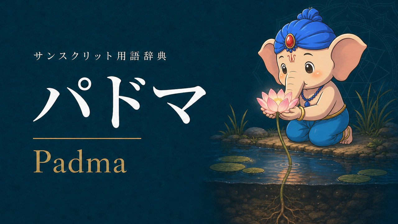 パドマ (Padma・蓮の花) の意味を表すイラスト (サンスクリット用語辞典)