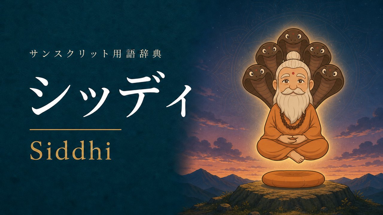 シッディ (Siddhi・完成) の意味を表すイラスト (サンスクリット用語辞典)
