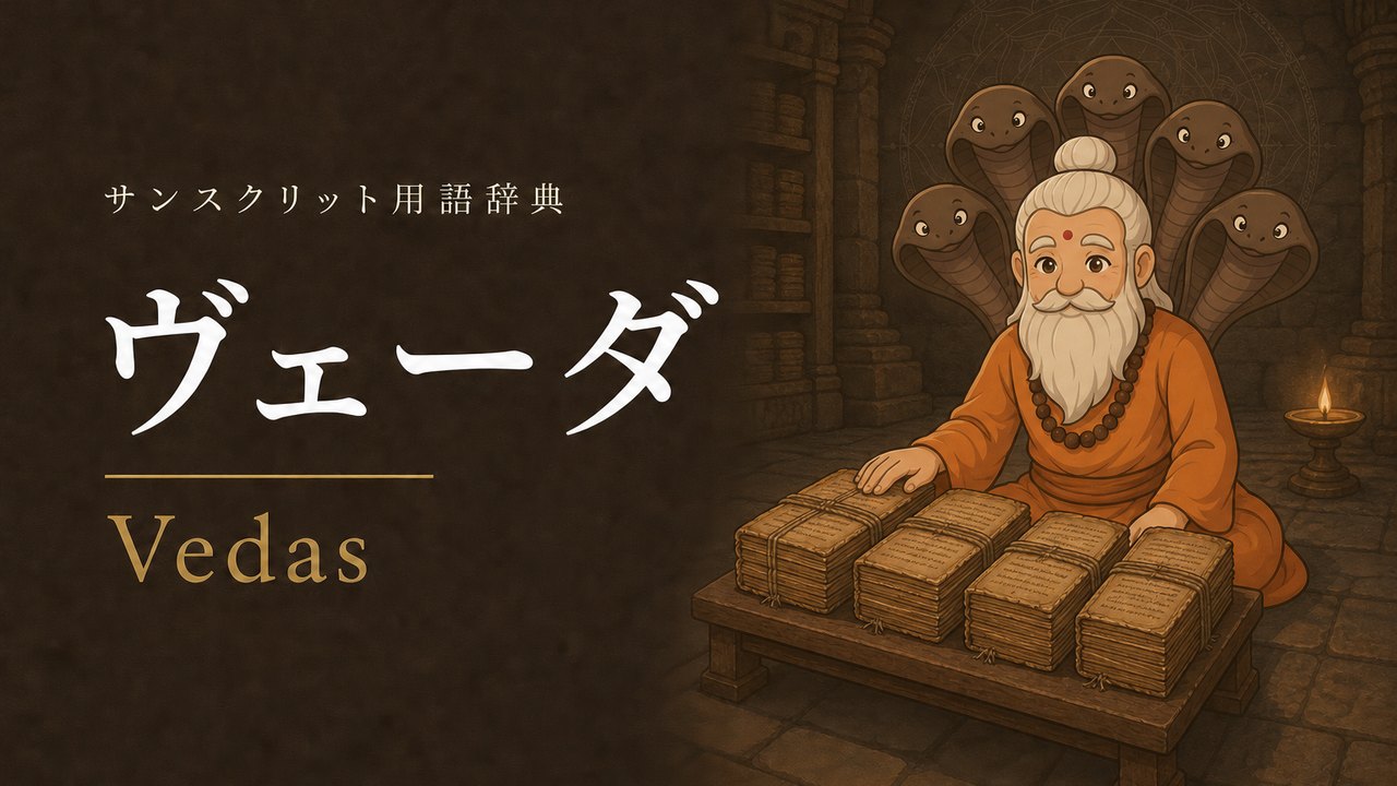 ヴェーダ (Vedas) の意味を表すイラスト (サンスクリット用語辞典)