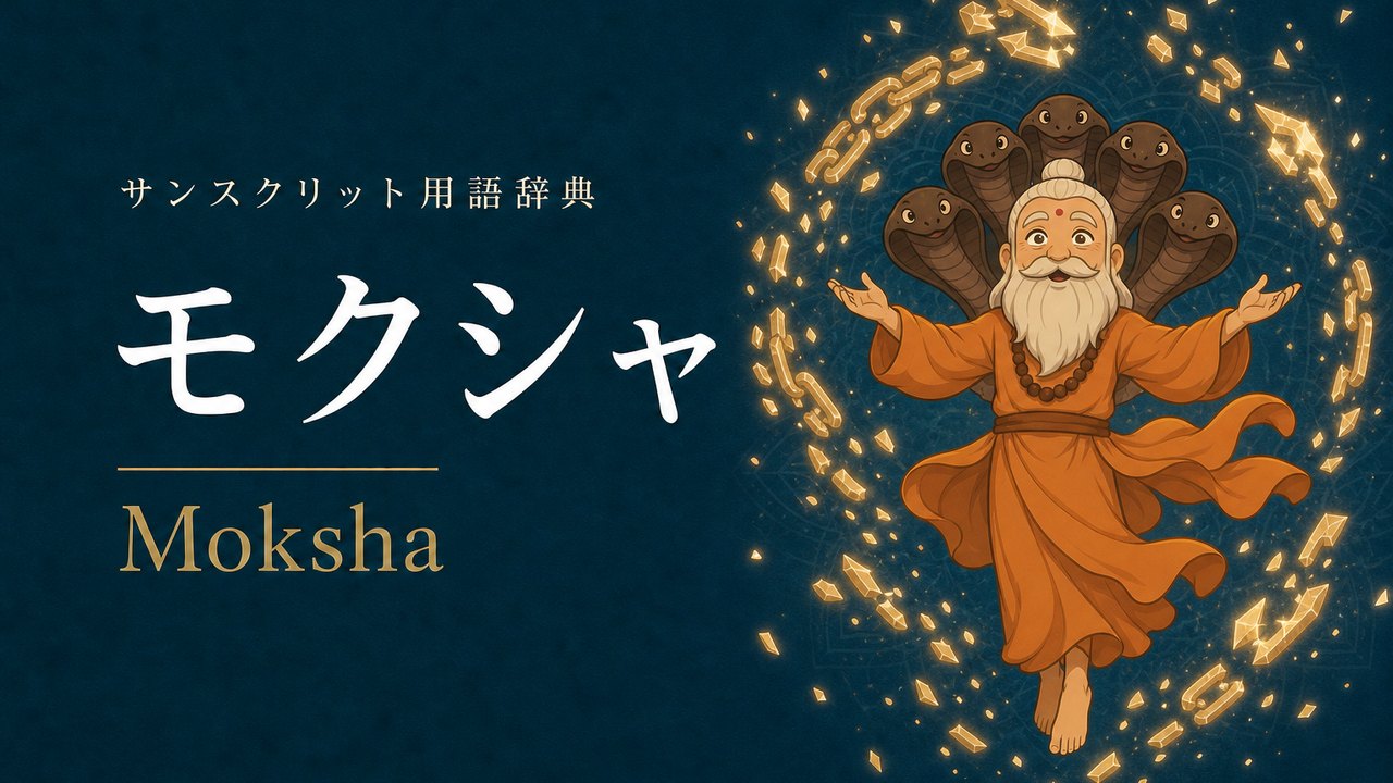 モクシャ (Moksha) の意味を表すイラスト (サンスクリット用語辞典)