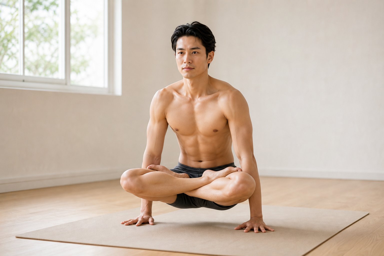天秤のポーズ (トーラーサナ) の完成形 (男性)