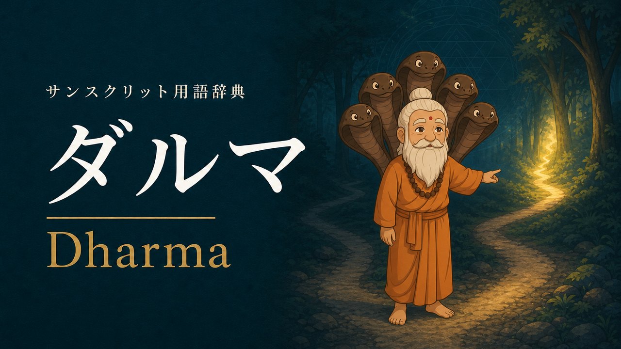 ダルマ (Dharma・正しいあり方) の意味を表すイラスト (サンスクリット用語辞典)