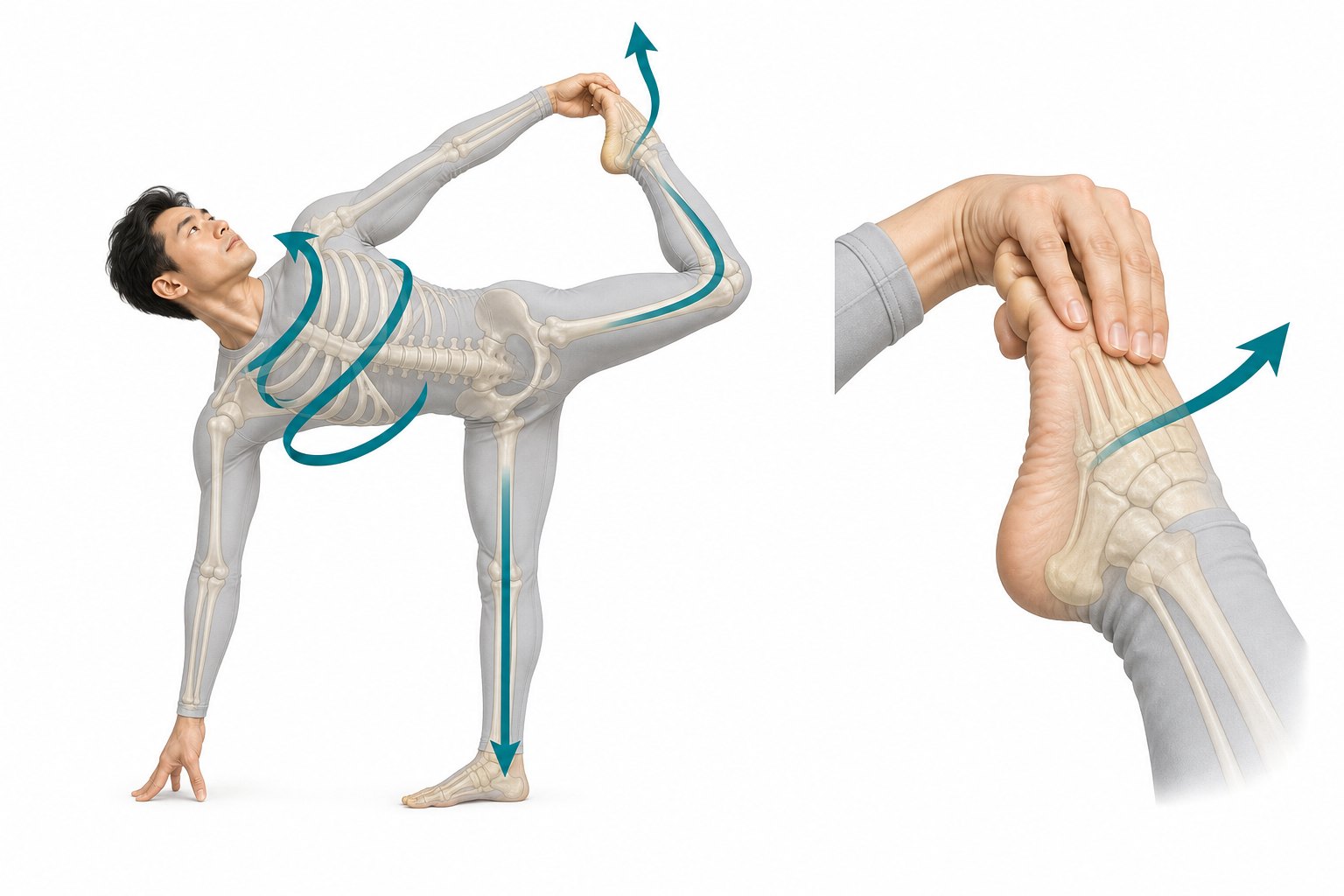 半月の弓のポーズで使う筋肉の解剖図