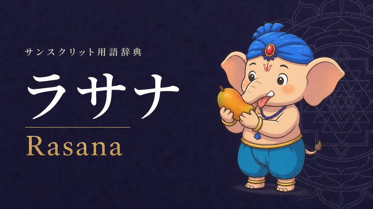 ラサナ (Rasana・味わう力) の意味を表すイラスト (サンスクリット用語辞典)