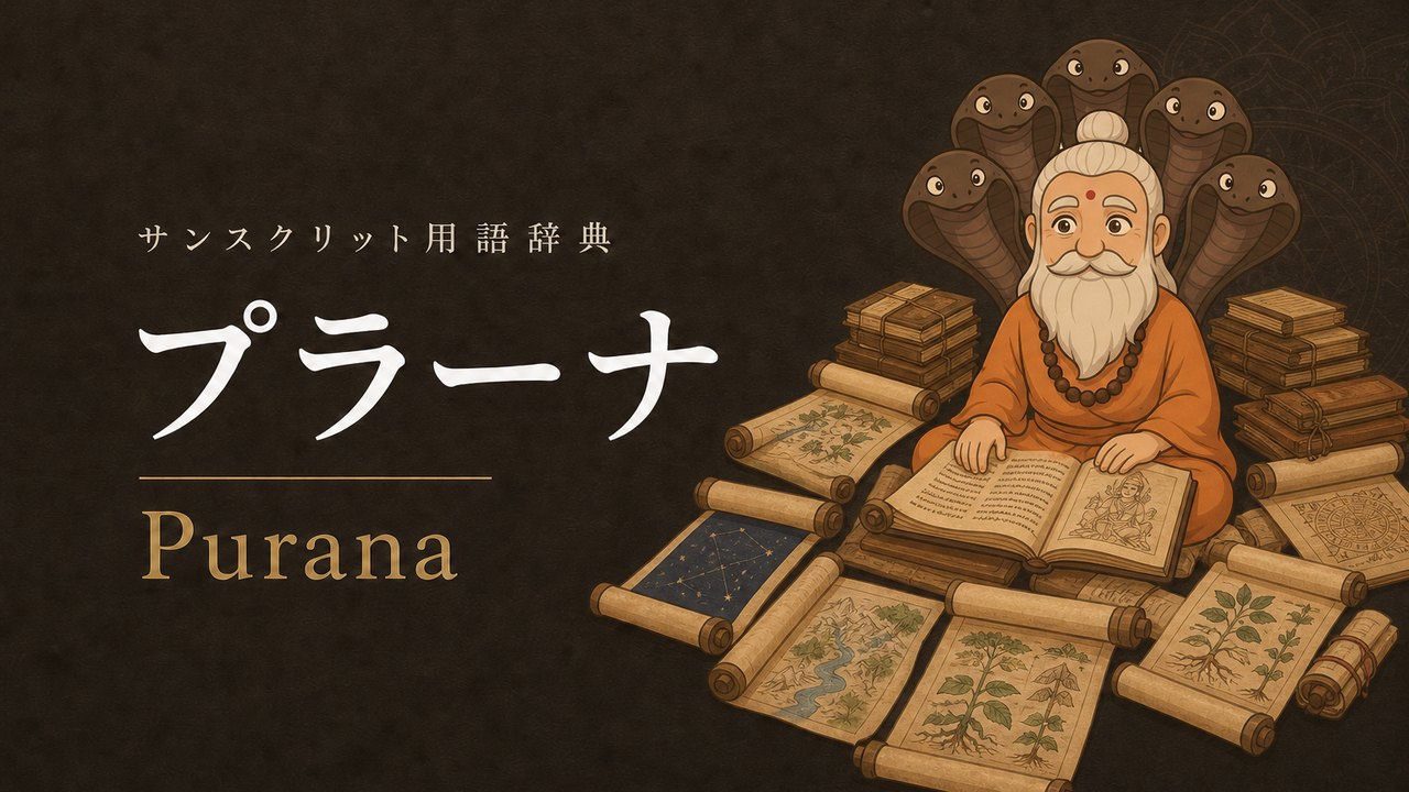 プラーナ (Purana・古い) の意味を表すイラスト (サンスクリット用語辞典)