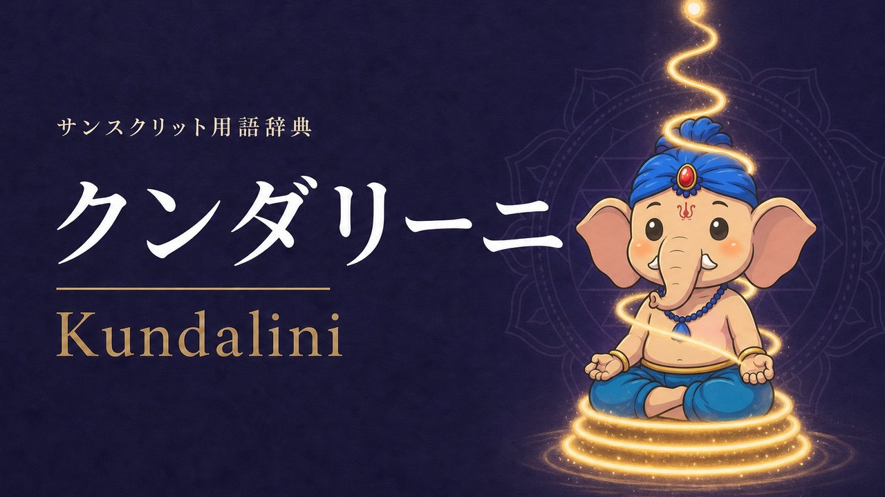 クンダリーニ (Kundalini・巻きついたもの) の意味を表すイラスト (サンスクリット用語辞典)