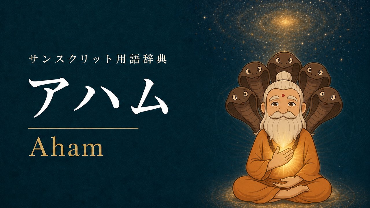 アハム (Aham・自己) の意味を表すイラスト (サンスクリット用語辞典)
