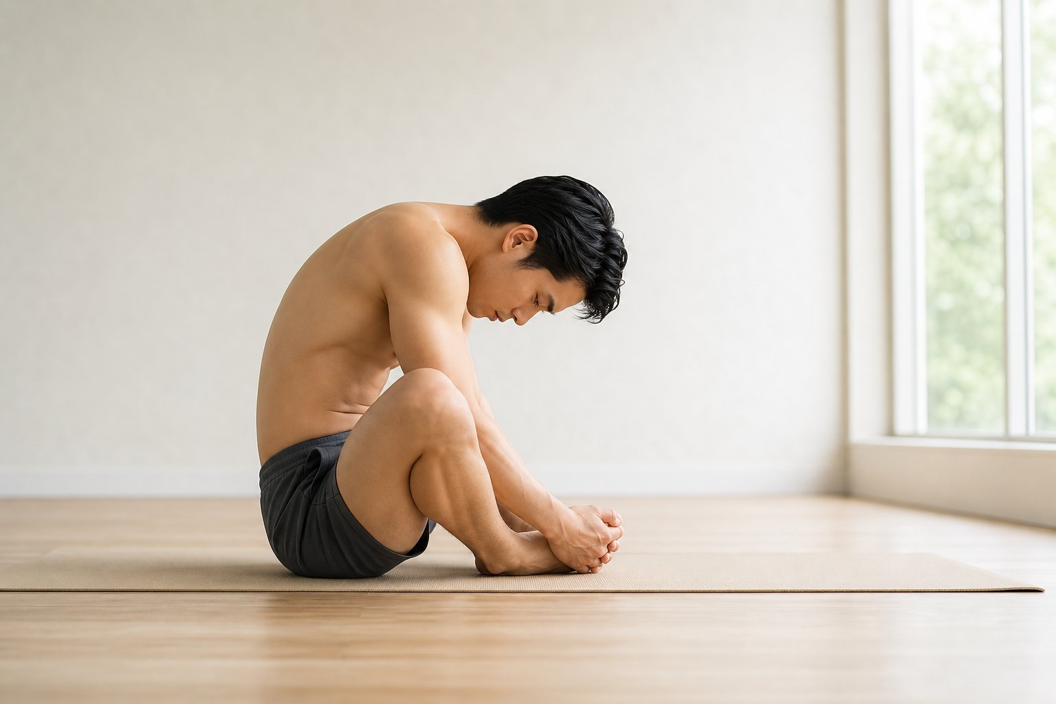 よくあるミスアライメント: 背中が丸まってしまう (男性)