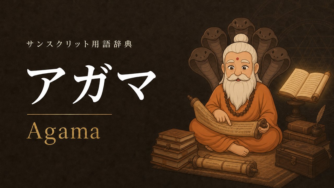 アガマ (Agama・伝統的な教義) の意味を表すイラスト (サンスクリット用語辞典)