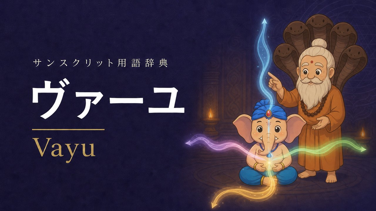 ヴァーユ (Vayu) の意味を表すイラスト (サンスクリット用語辞典)
