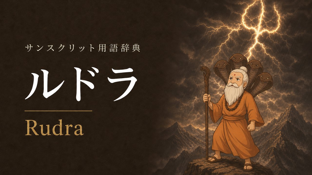ルドラ (Rudra・吠える者) の意味を表すイラスト (サンスクリット用語辞典)