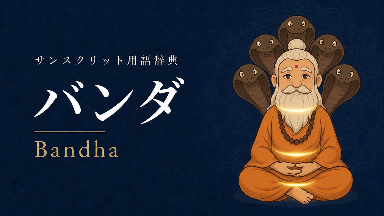 バンダ (Bandha・エネルギー・ロック) の意味を表すイラスト (サンスクリット用語辞典)