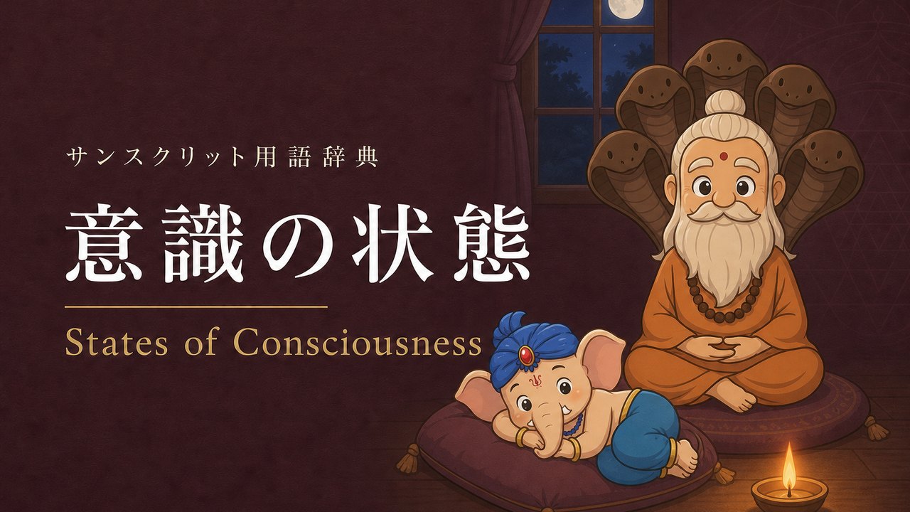 意識の状態 (States of Consciousness) の意味を表すイラスト (サンスクリット用語辞典)