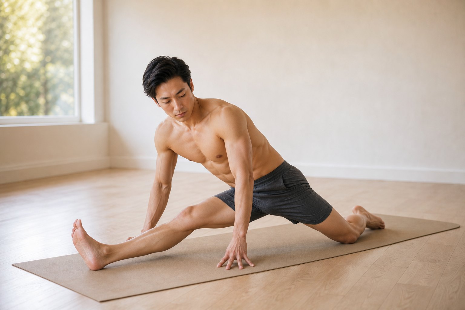 よくあるミスアライメント: もも裏の伸びを感じられない (男性)