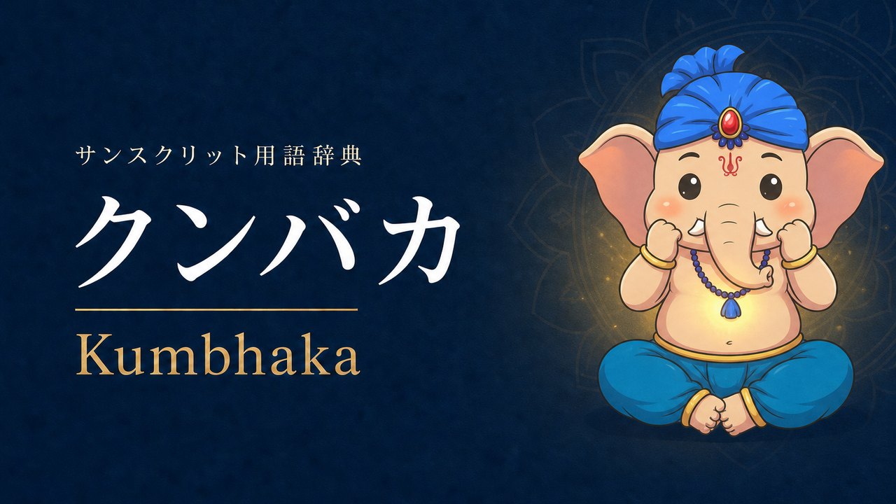 クンバカ (Kumbhaka・呼吸の保持) の意味を表すイラスト (サンスクリット用語辞典)