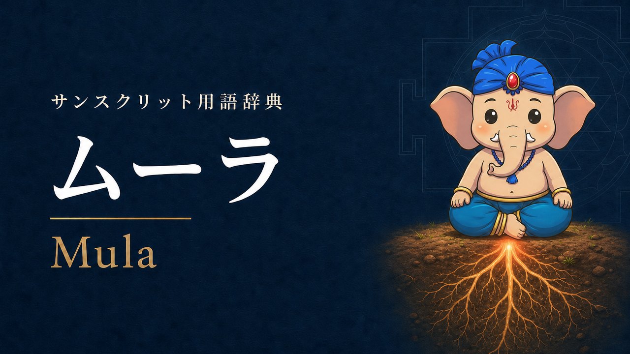 ムーラ (Mula・根・土台) の意味を表すイラスト (サンスクリット用語辞典)
