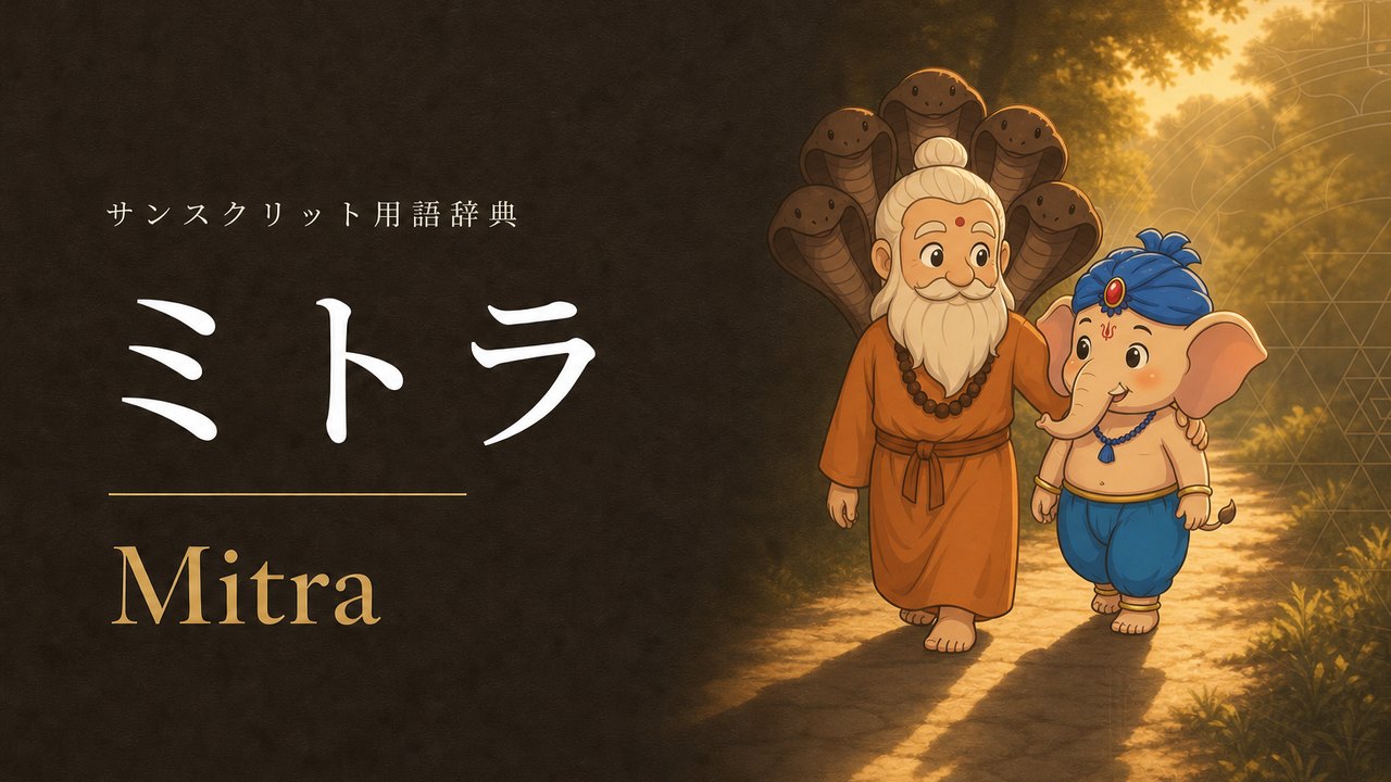 ミトラ (Mitra・友人) の意味を表すイラスト (サンスクリット用語辞典)