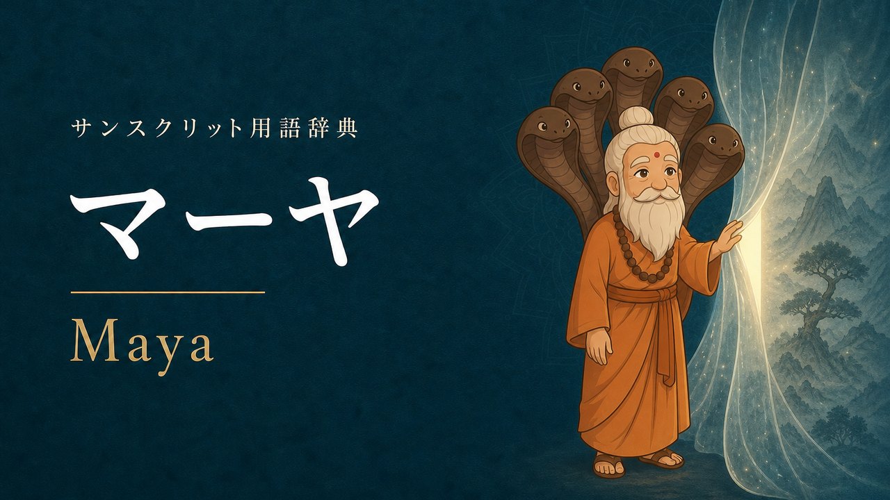 マーヤー (Maya・幻想) の意味を表すイラスト (サンスクリット用語辞典)