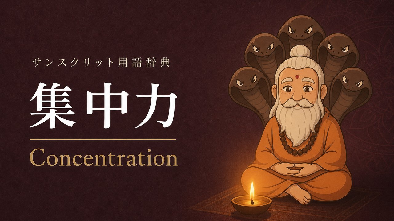 集中力 (Concentration) の意味を表すイラスト (サンスクリット用語辞典)
