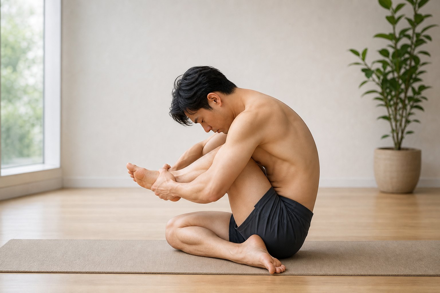 よくあるミスアライメント: 背中が丸まってしまう (男性)
