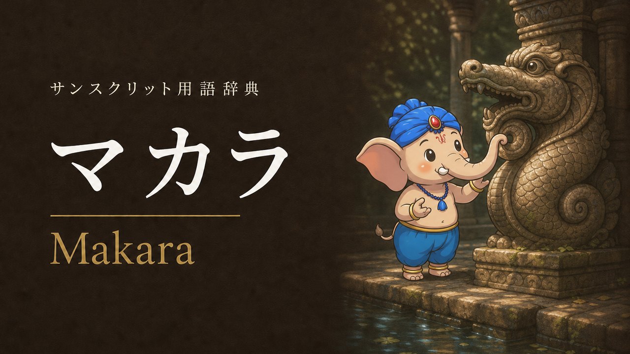 マカラ (Makara・水の怪物) の意味を表すイラスト (サンスクリット用語辞典)
