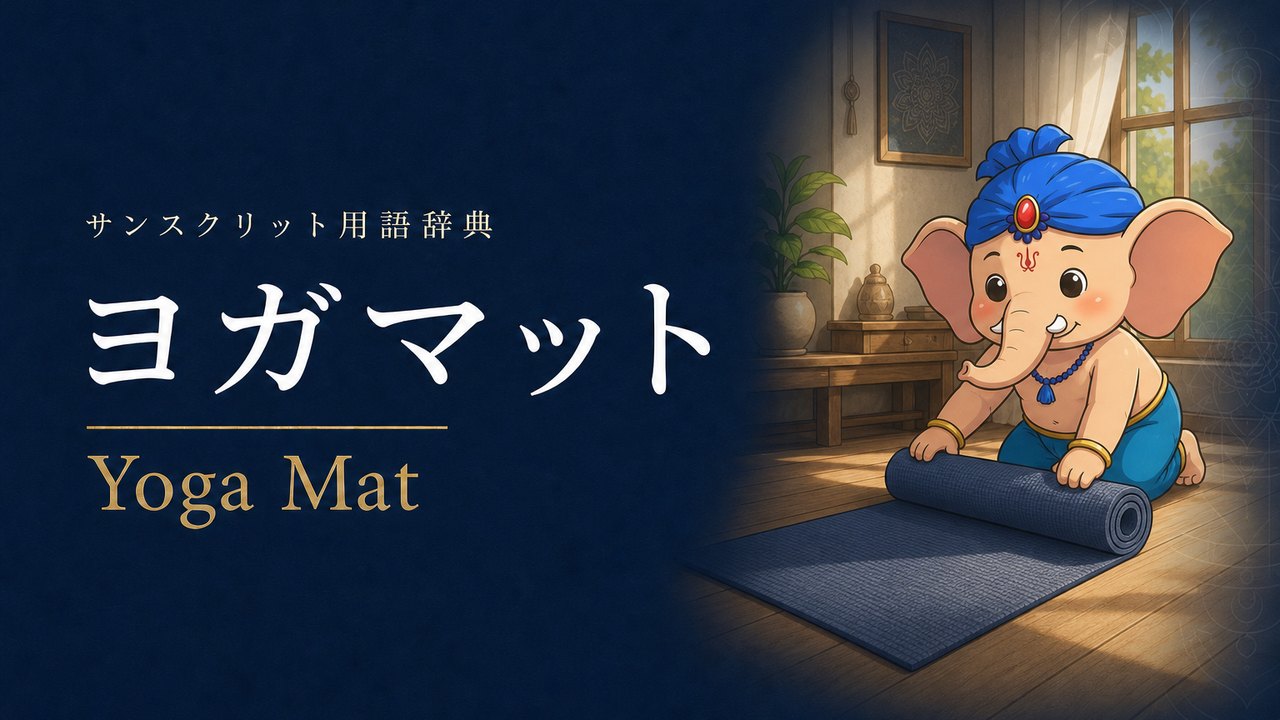 ヨガマット (Yoga Mat) の意味を表すイラスト (サンスクリット用語辞典)