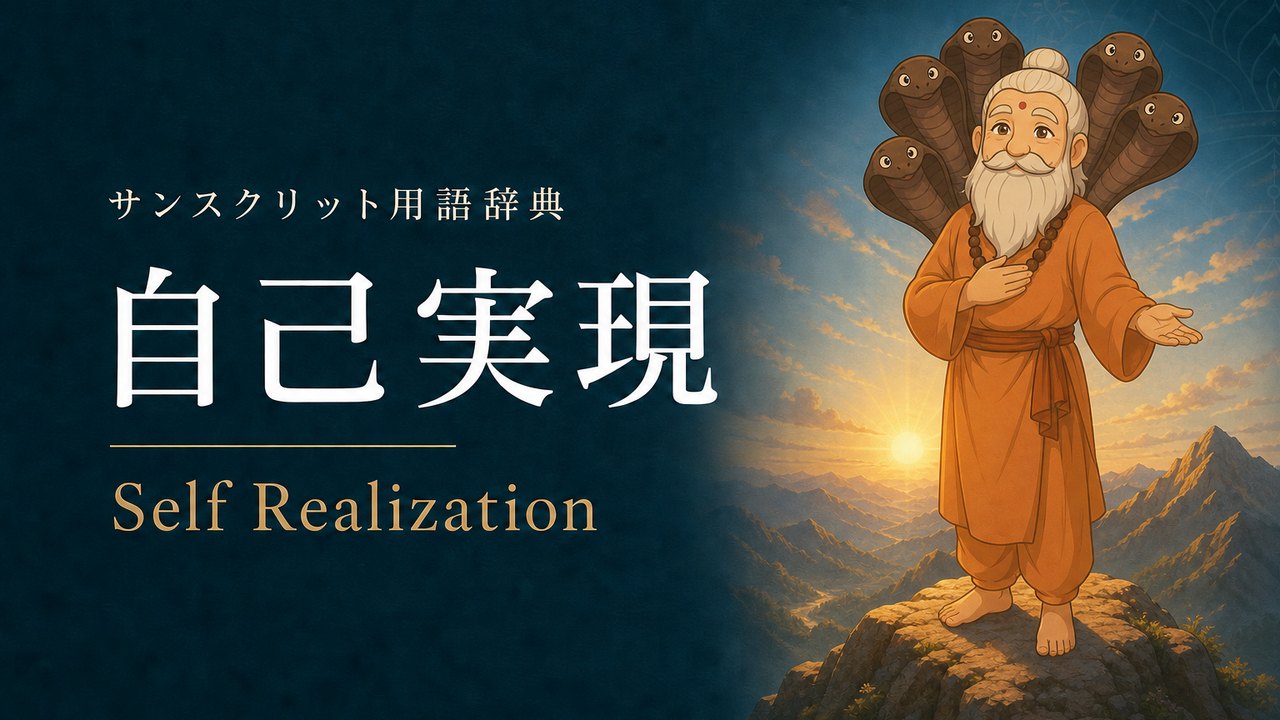 自己実現 (Self-Realization) の意味を表すイラスト (サンスクリット用語辞典)