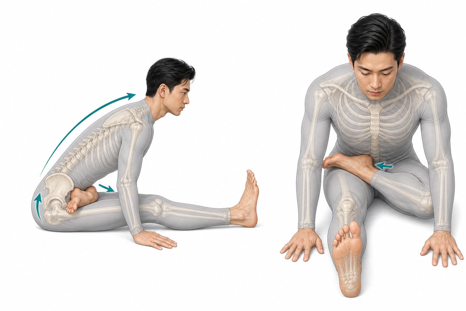 アルダ・パドマ・パスチモッターナーサナで使う筋肉の解剖図