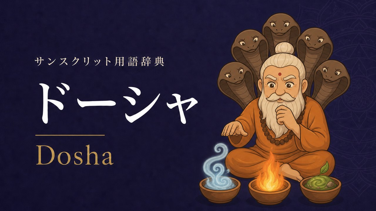 ドーシャ (Dosha) の意味を表すイラスト (サンスクリット用語辞典)
