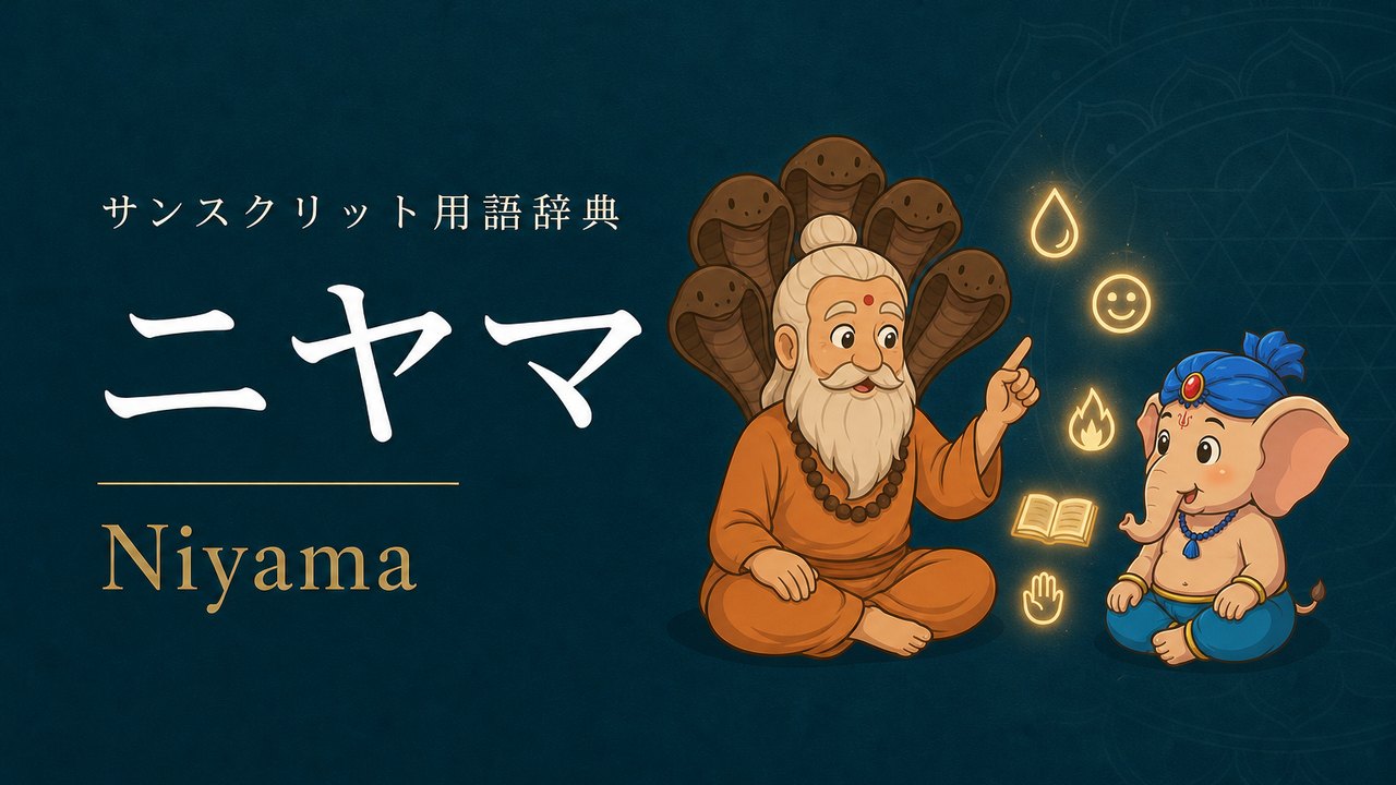 ニヤマ (Niyama・内的な実践) の意味を表すイラスト (サンスクリット用語辞典)