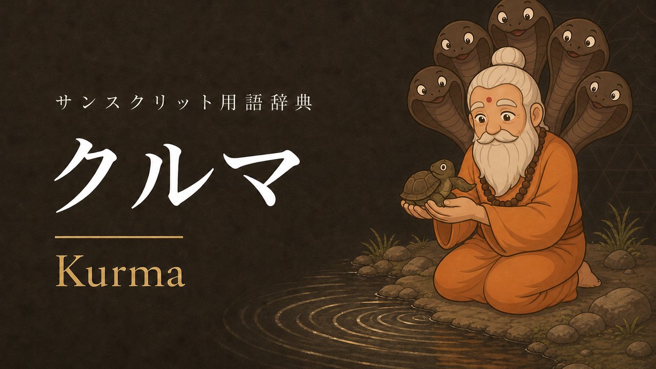 クルマ (Kurma) の意味を表すイラスト (サンスクリット用語辞典)