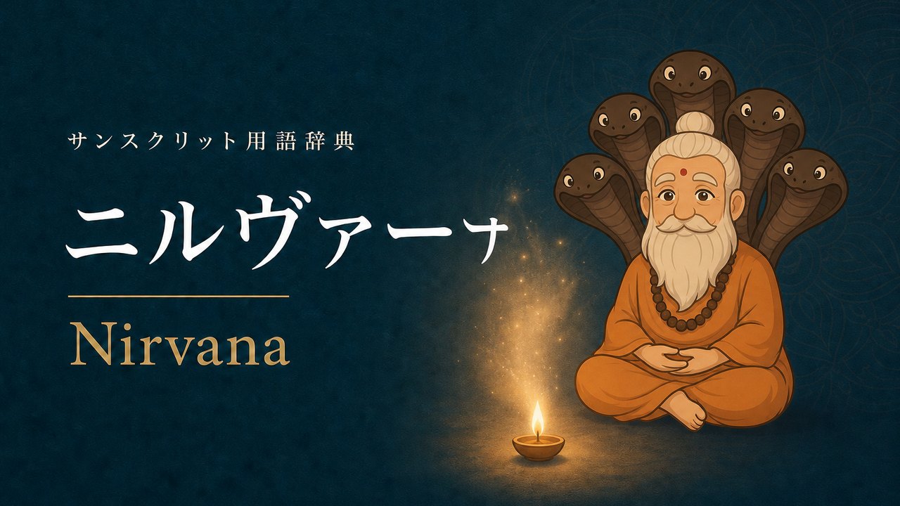 ニルヴァーナ (Nirvana・吹き消された) の意味を表すイラスト (サンスクリット用語辞典)