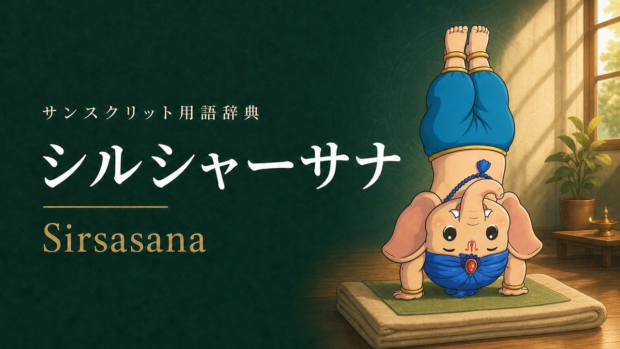 シルシャーサナ (Sirsasana・ヘッドスタンド) の意味を表すイラスト (サンスクリット用語辞典)