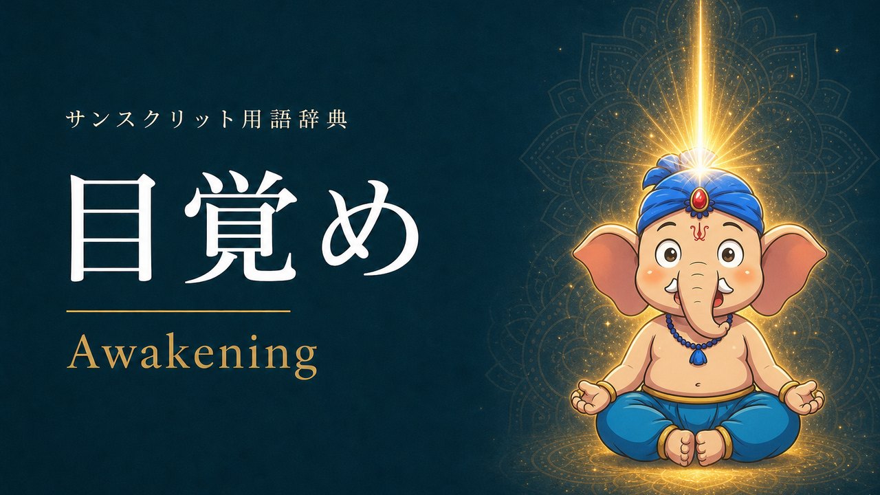 目覚め (Awakening) の意味を表すイラスト (サンスクリット用語辞典)
