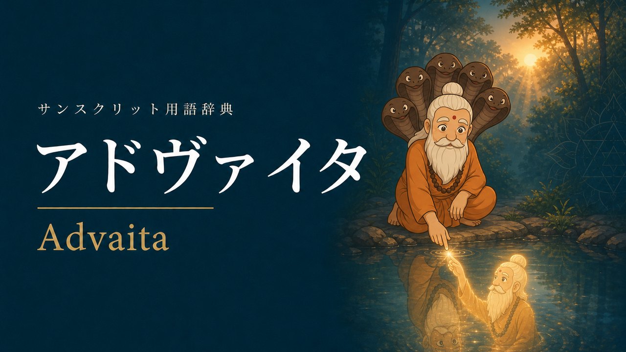 アドヴァイタ (Advaita・二つではない) の意味を表すイラスト (サンスクリット用語辞典)