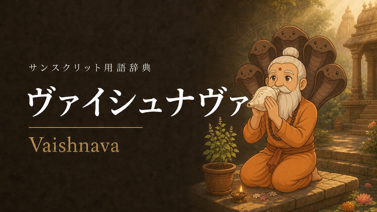 ヴァイシュナヴァ (Vaishnava) の意味を表すイラスト (サンスクリット用語辞典)
