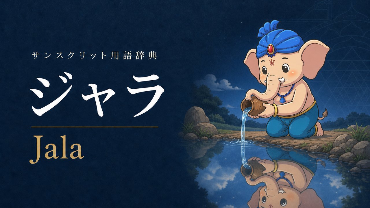 ジャラ (Jala・水) の意味を表すイラスト (サンスクリット用語辞典)