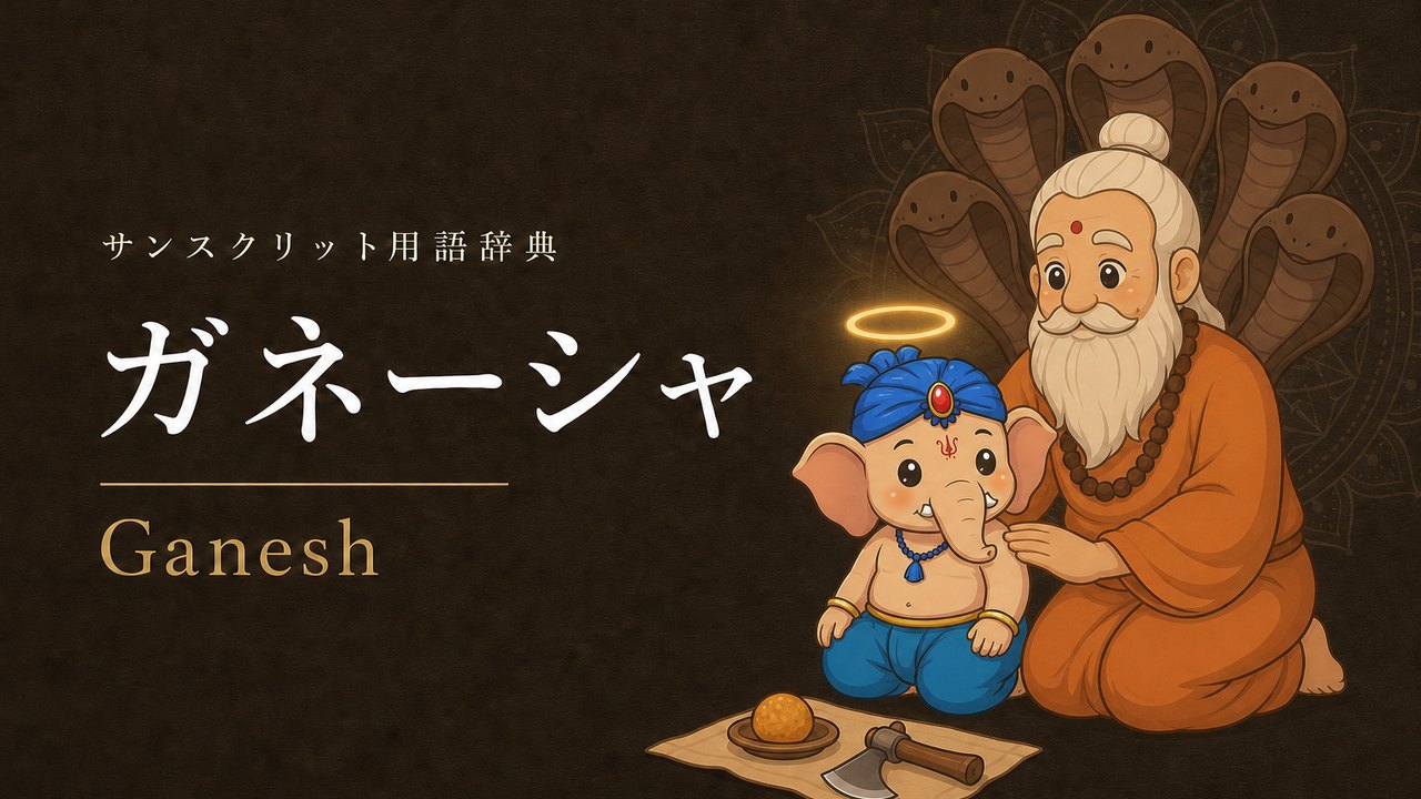 ガネーシャ (Ganesh) の意味を表すイラスト (サンスクリット用語辞典)