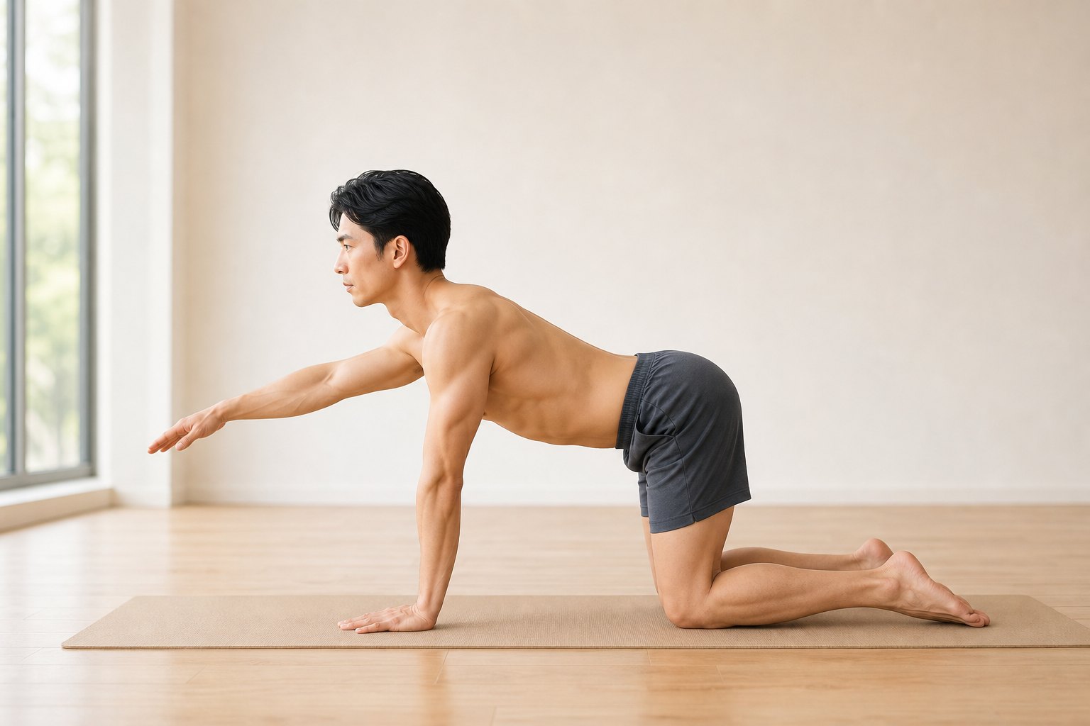 よくあるミスアライメント: 腕を上げても、効いている感じがしない (男性)