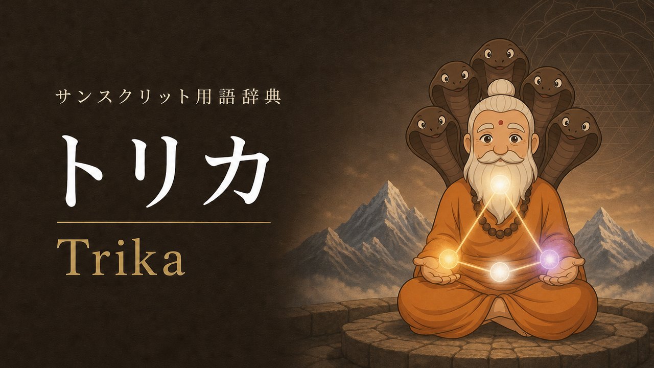 トリカ (Trika・三つの) の意味を表すイラスト (サンスクリット用語辞典)
